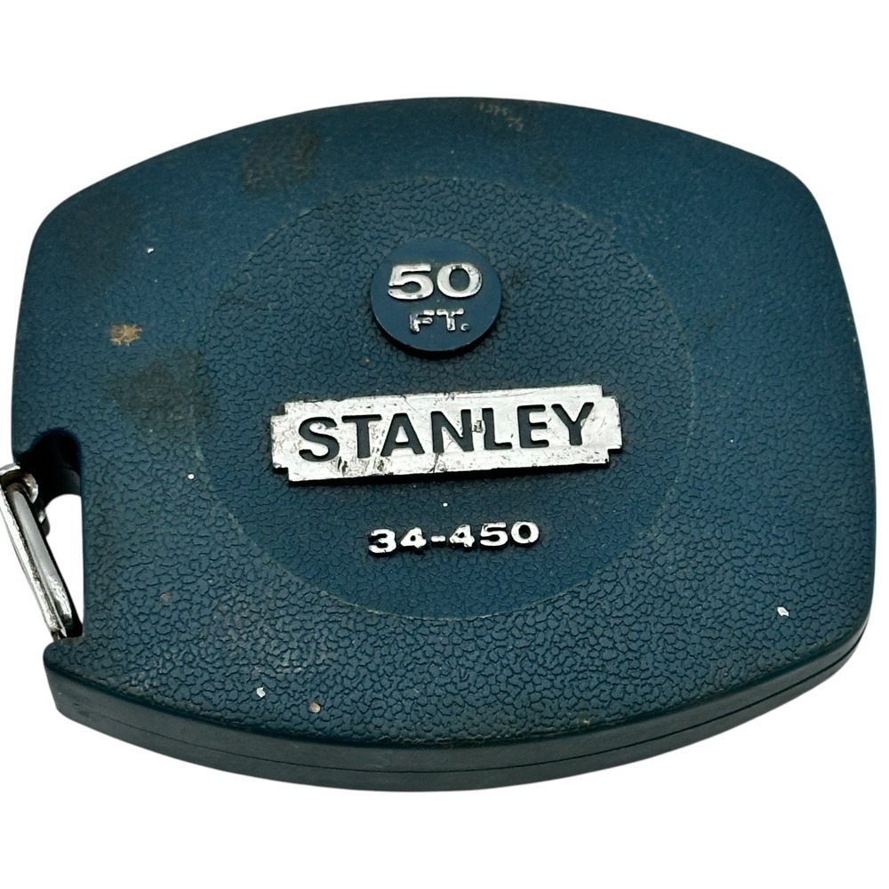 Vintage Stanley 34-450 50 Ft Life Guard Mylar Measuring Tape Blue‎ Case